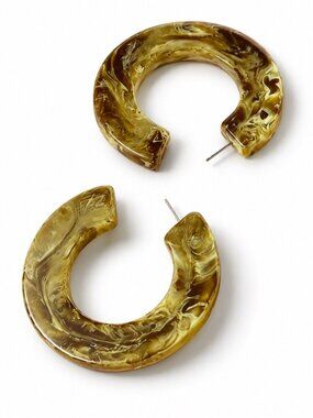 New! Anthropologie Green Cheryl Hoop Earrings (1027) NWOT